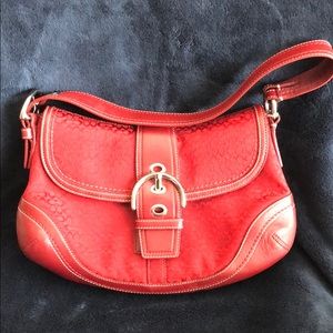 Authentic Vintage Red Coach signature flap bag